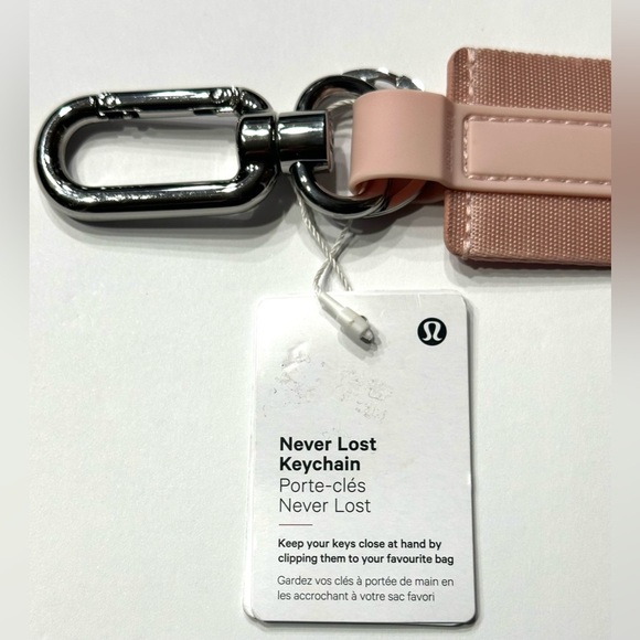Lululemon Never Lost Keychain Wordmark PIMI SLVR Pink Mist Silver, NEW - Picture 5 of 7